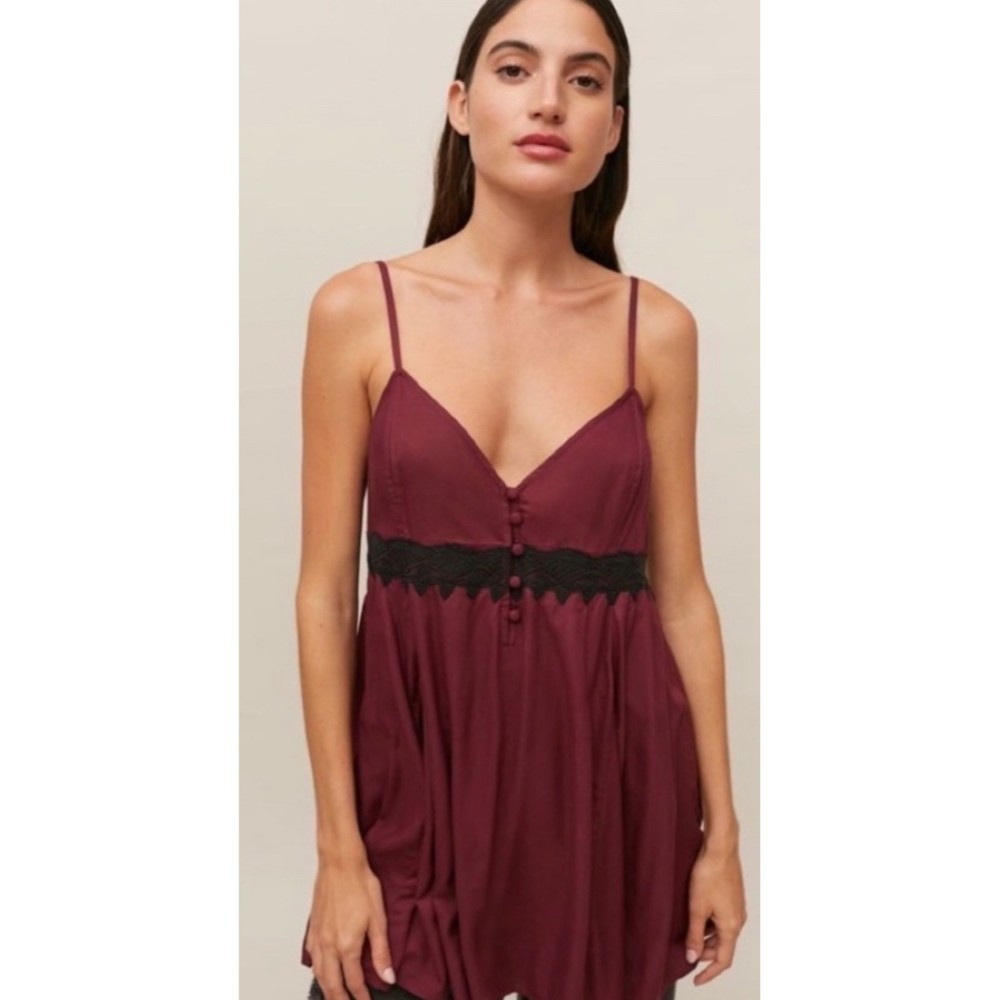URBAN OUTFITTERS Burgundy Black Lace Mini Dress